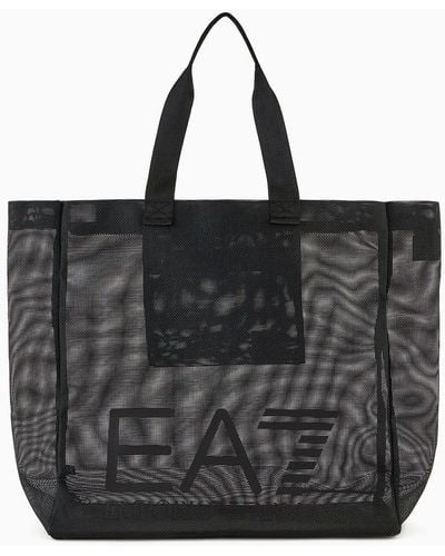 EA7 Shopper Bag With Oversized Logo - Black