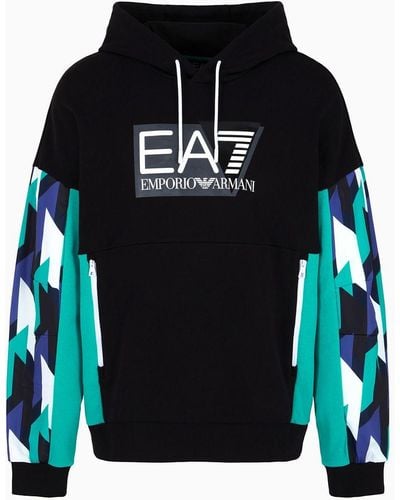 EA7 Cotton Hooded Graphic Series Sweatshirt - Black