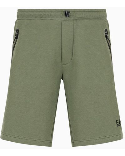 EA7 Cotton-blend Athletic Mix Bermuda Shorts - Green