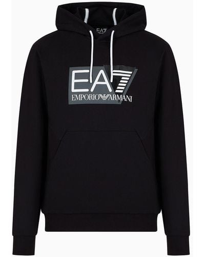 EA7 Visibility Sweatshirt Mit Kapuze Aus Baumwolle - Schwarz