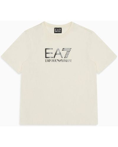EA7 Visibility Boy Cotton Short-sleeved T-shirt - White