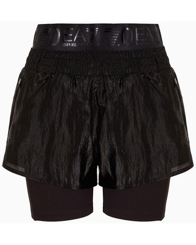 EA7 7.0 Iridescent Nylon Shorts - Black