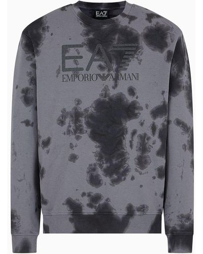 EA7 Unisex Tie-dye Cotton Sweatshirt - Grey