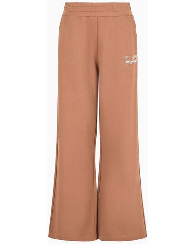 EA7 Graphic Series Wide Trousers In Asv Organic Cotton - Brown