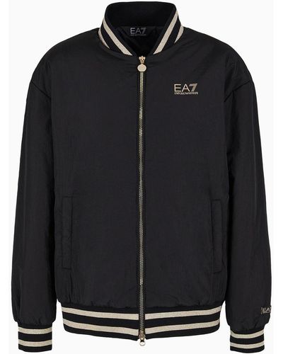 EA7 Nylon Jacket With Embroidery - Black