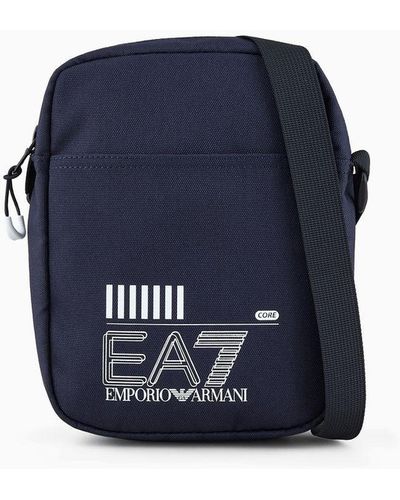 EA7 Small Asv Recycled-fabric Train Core Shoulder Bag - Blue