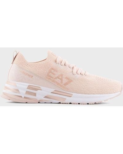 EA7 Crusher Distance Knit Sneakers - Pink