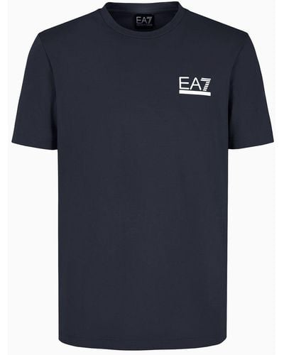 EA7 Tennis Club Crew-neck T-shirt In A Stretch Viscose Blend - Blue
