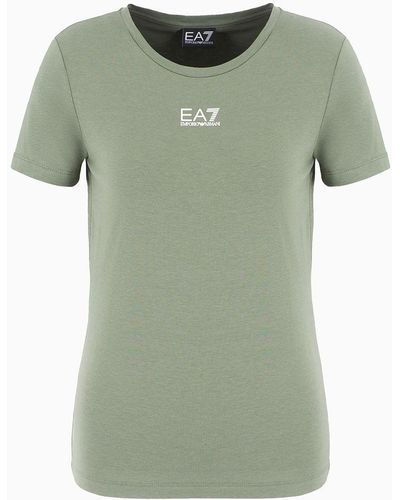 EA7 T-shirt Logo Series In Cotone E Modal Stretch - Verde