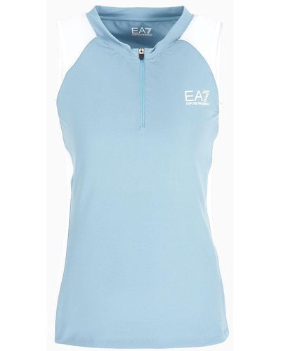 EA7 Tennis Pro Top In Asv Ventus7 Technical Fabric - Blue