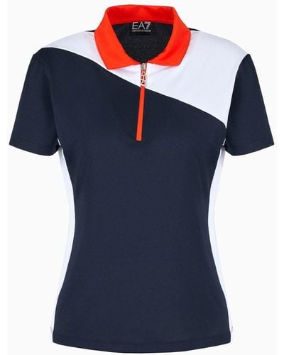 EA7 Golf Pro Short-sleeved Stretch-piqué Polo Shirt - Blue