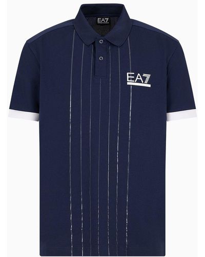 EA7 Golf Club Poloshirt Aus Baumwollstretch - Blau