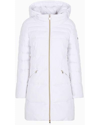EA7 Armani Sustainability Values Winter Jackets Caban Mit Kapuze Und Calidum7-wattierung - Weiß