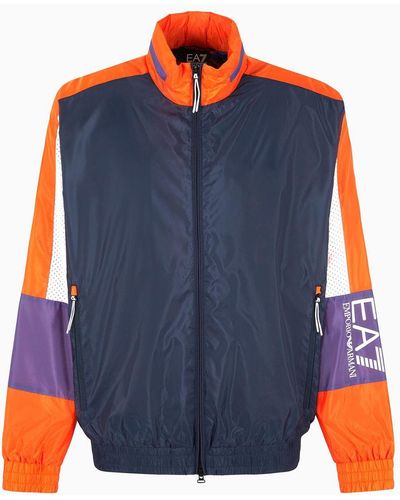 EA7 Graphic Series Recycled-fabric Hooded Jacket - Blue