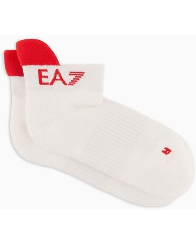 EA7 Tennis Pro Cotton-blend Ankle Socks - Red