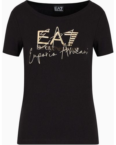 EA7 Logo Series Stretch-cotton Crew-neck T-shirt - Black