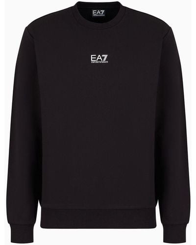 EA7 Core Identity Sweatshirt Mit Rundhalsausschnitt Aus Baumwolle - Schwarz