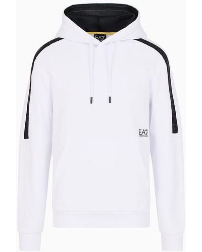EA7 Logo Series Hooded Cotton Sweatshirt - Black