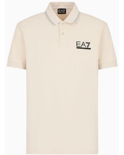 EA7 Golf Club Poloshirt Aus Baumwollstretch-pikee - Natur