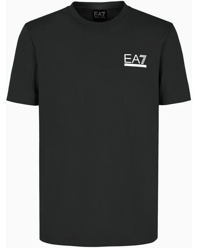 EA7 Tennis Club Crew-neck T-shirt In A Stretch Viscose Blend - Black
