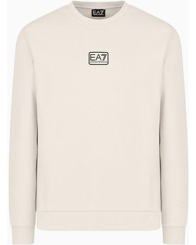EA7 Core Identity Sweatshirt Mit Rundhalsausschnitt Aus Einer Baumwollmischung - Weiß