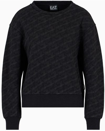 EA7 Graphic Series Crew-neck Sweatshirt In Asv Organic Cotton - Black
