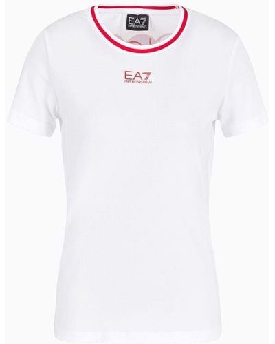 EA7 Logo Series T-shirt In An Asv Organic Cotton Blend - White