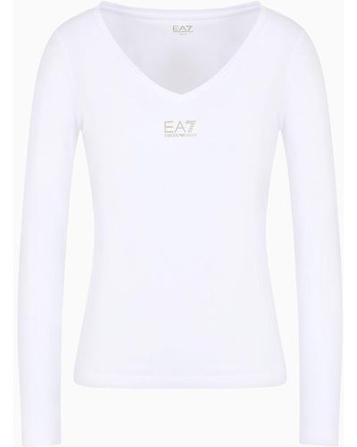 EA7 T-shirt A iche Lunghe - Bianco
