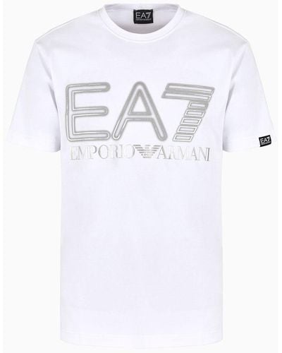 EA7 Logo Series Stretch-cotton Short-sleeved T-shirt - White
