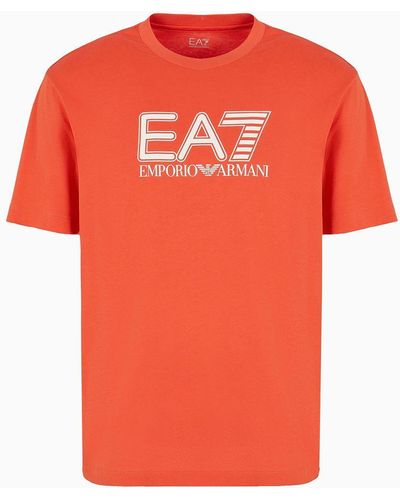 EA7 Visibility Cotton-jersey Crew-neck T-shirt - Orange