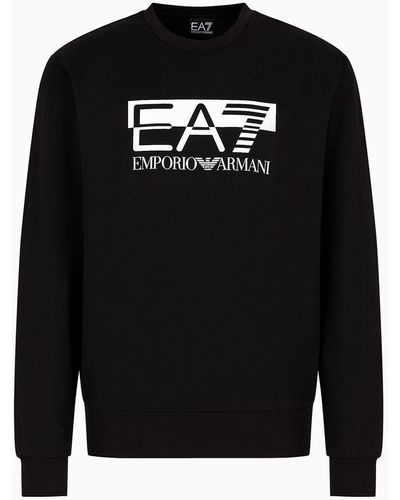 EA7 Visibility Cotton Crew-neck Sweatshirt - Black