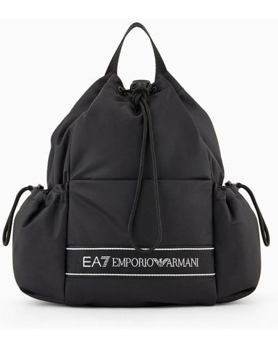 EA7 Logo Tape Technical Fabric Backpack - Black