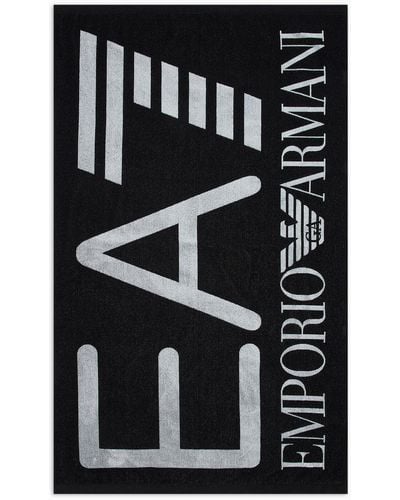 EA7 Beach Towel With Oversized Logo - Black