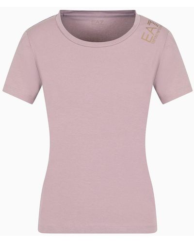EA7 Core Lady Stretch-cotton Short-sleeved T-shirt - Pink