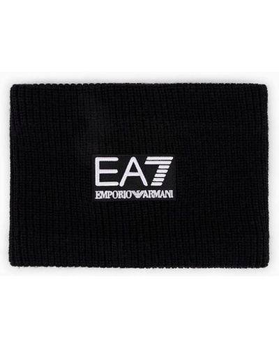 EA7 Logo Series Mountain Wool-blend Neck Warmer - Black