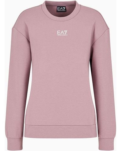 EA7 Logo Series Cotton-blend Crew-neck Sweatshirt - Pink
