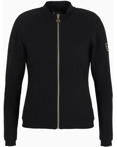 EA7 Stretch-cotton Core Lady Sweatshirt - Black