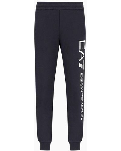 EA7 Logo Series Jogginghose Aus Baumwolle - Blau