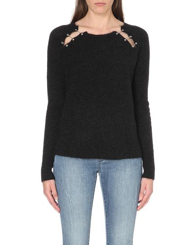The Kooples Wool-mohair Safety Pin Jumper - Black