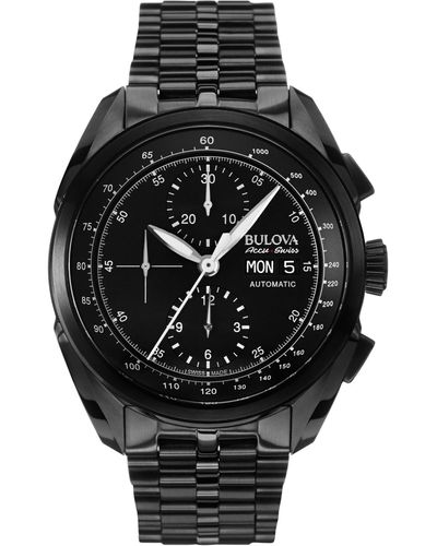 Bulova Accuswiss Men's Automatic Chronograph Tellaro Black Pvd Stainless Steel Bracelet Watch 43mm 65c116