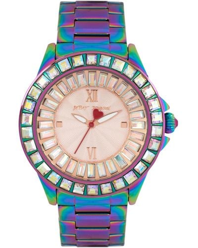 Betsey Johnson Women's Iridescent Stainless Steel Bracelet Watch 40mm Bj00004-34 - Multicolor