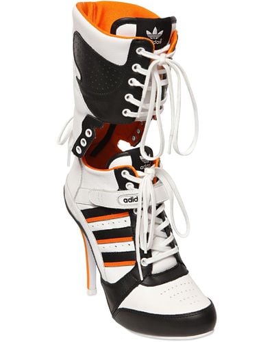 Jeremy Scott for adidas 130mm Js High Heel Leather Boots - Orange