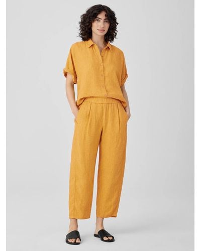 Eileen Fisher Washed Organic Linen Delave Lantern Pant - Yellow