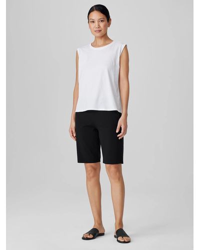 Eileen Fisher Pima Cotton Stretch Jersey Walking Shorts - White