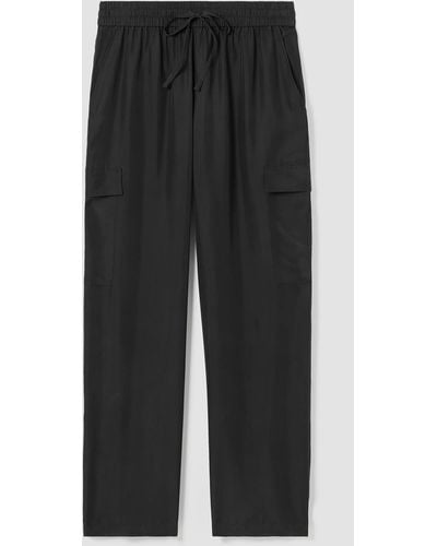 Eileen Fisher Washed Silk Cargo Pant - Black
