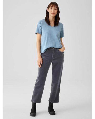 Eileen Fisher Organic Cotton Stretch Corduroy Straight Pant - Blue