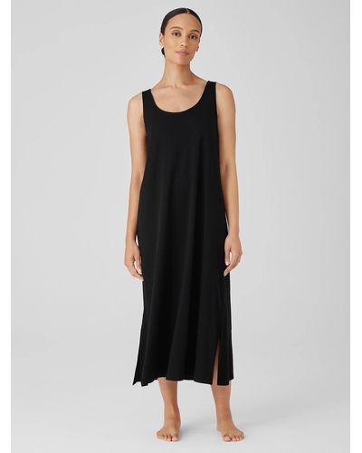 Eileen Fisher Organic Cotton Interlock Tank Sleep Dress - Black