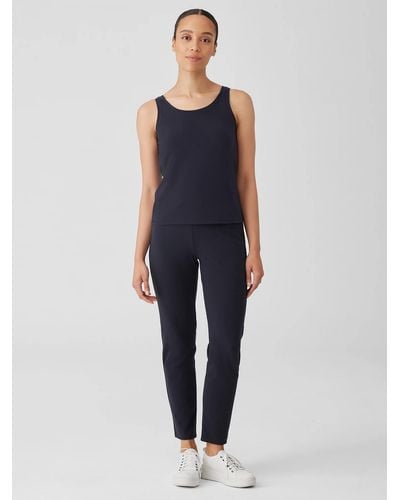Eileen Fisher Pima Cotton Stretch Jersey High-waisted Pant - Blue