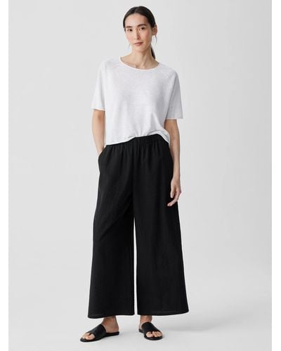 Eileen Fisher Organic Cotton Ripple Wide-leg Pant - Black