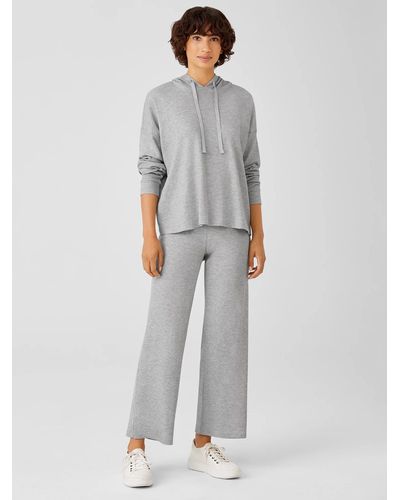 Eileen Fisher Cozy Waffle Knit Straight Pant - Gray